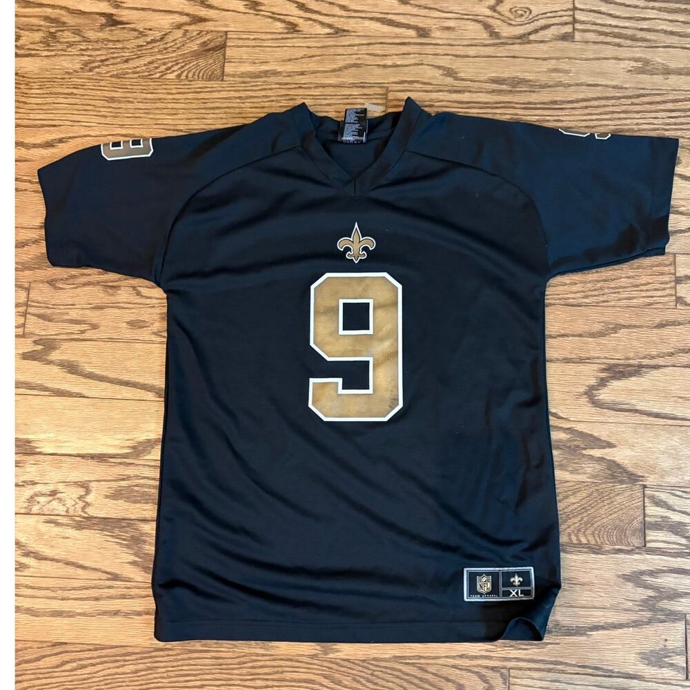 NFL Team Apparel  Drew Brees Black Jersey New Orleans Saints #9 Youth XL